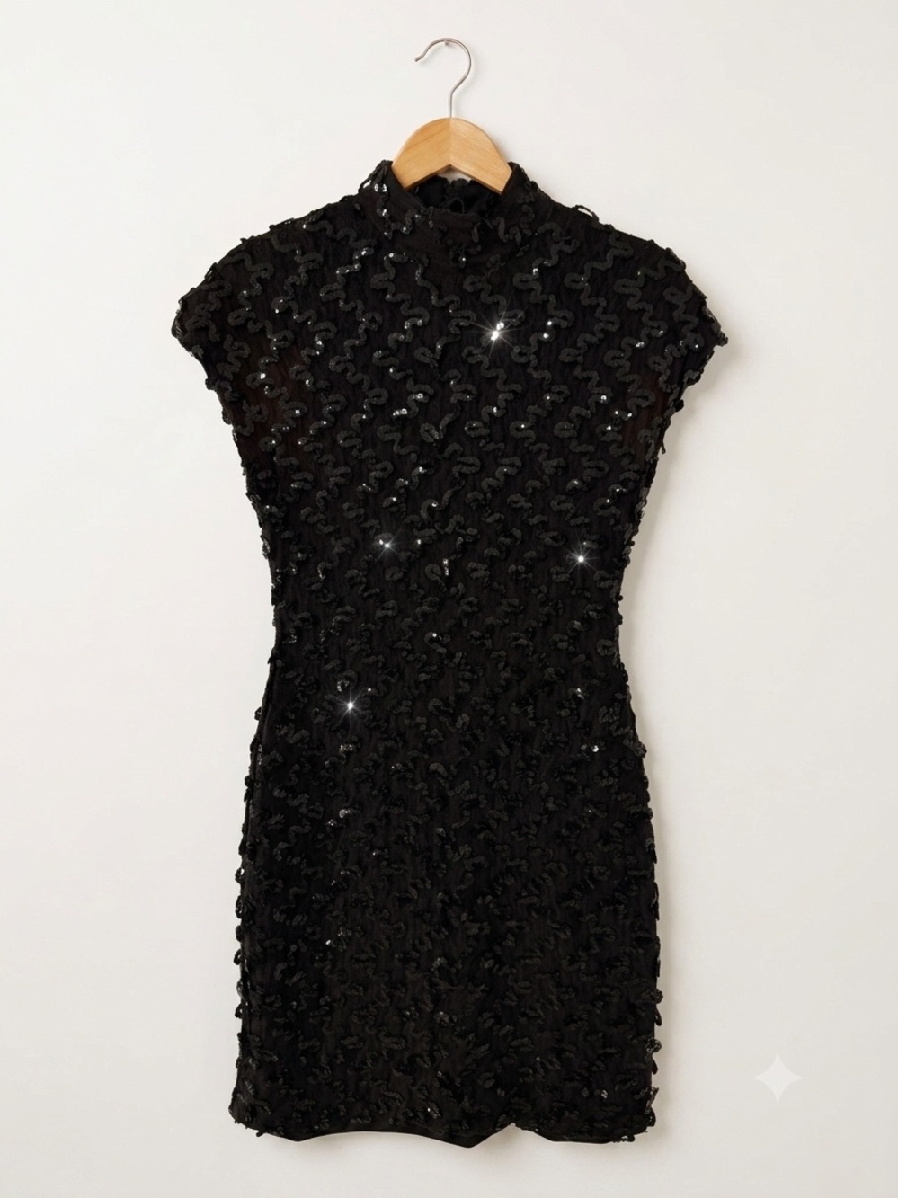 Vintage HW Collection Mock Neck Sequins Party Dress